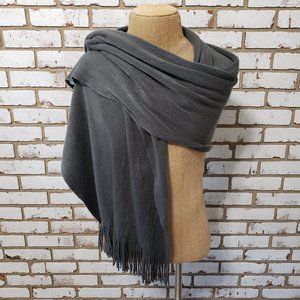 CCC Grey Wrap Style Acrylic Blanket Fringe Scarf